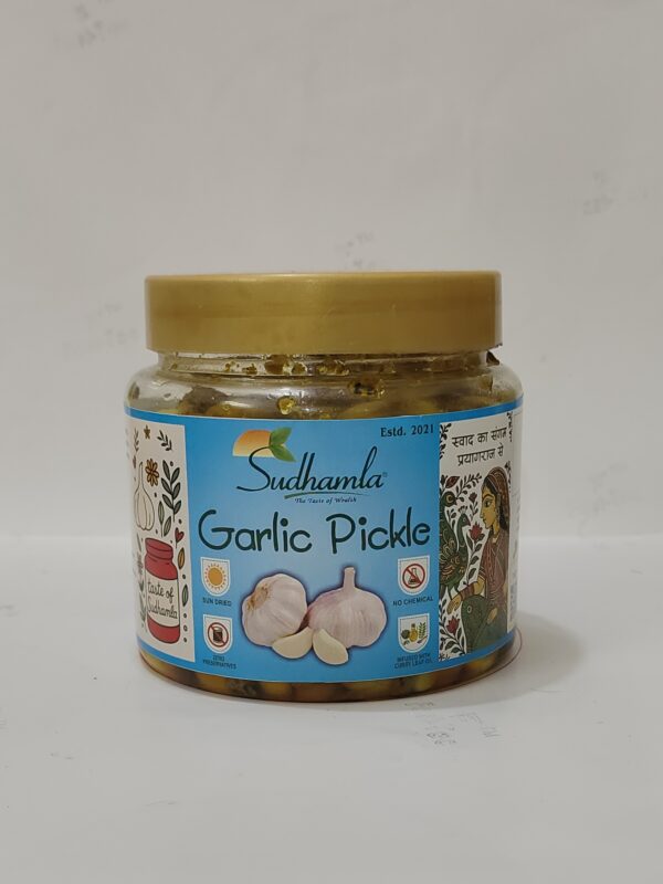 Bold & flavorful garlic cloves pickled in mustard oil. No preservatives. Taste the authentic homemade garlic pickle — order online now