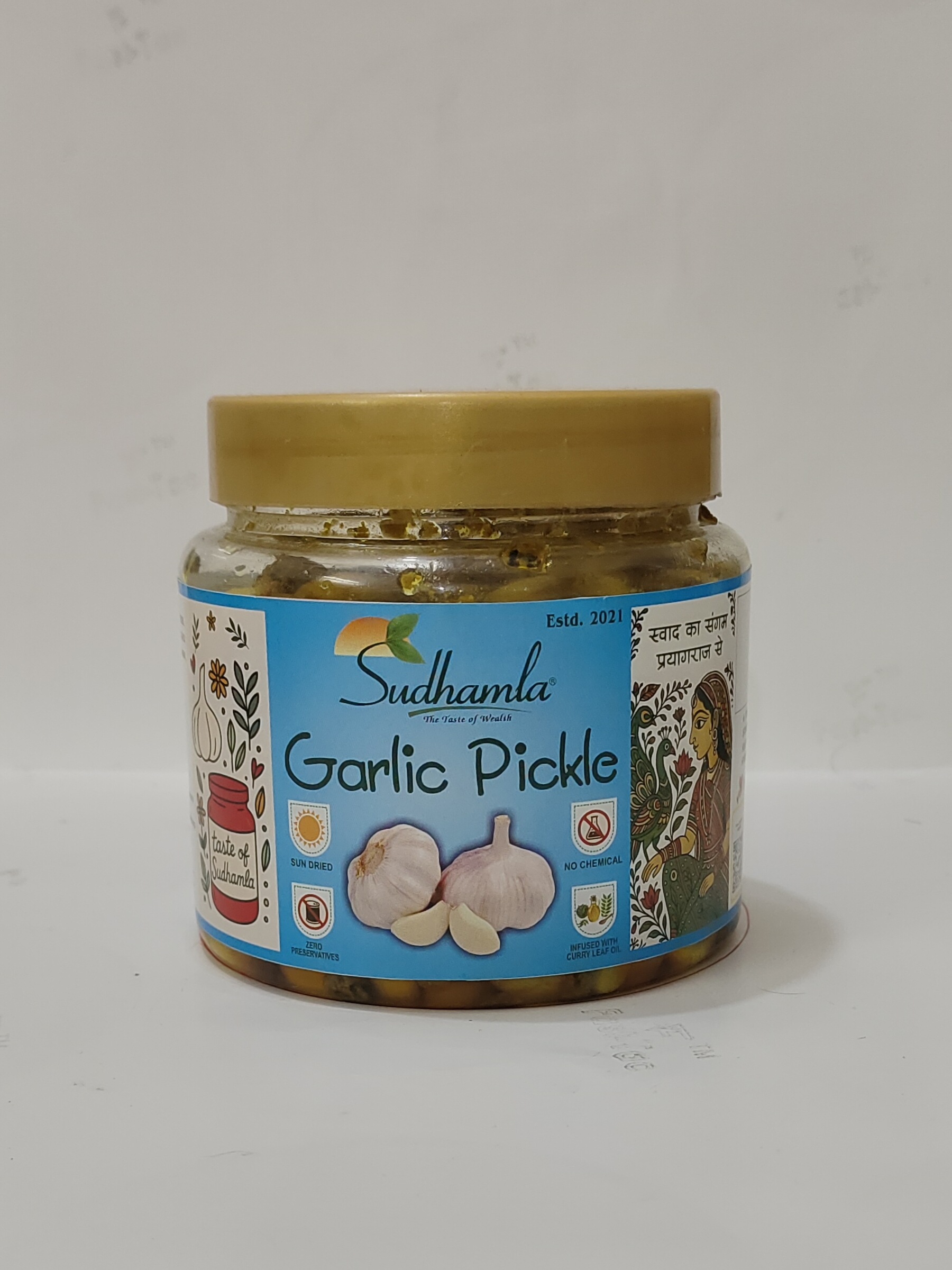 Bold & flavorful garlic cloves pickled in mustard oil. No preservatives. Taste the authentic homemade garlic pickle — order online now